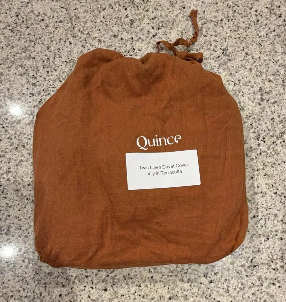 Quince Twin Linen Duvet Cover in Terracotta